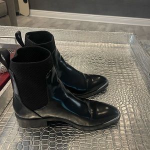Zara Women's Chelsea Boot Size 36 Black Patent Pull On Studded Boho Western good